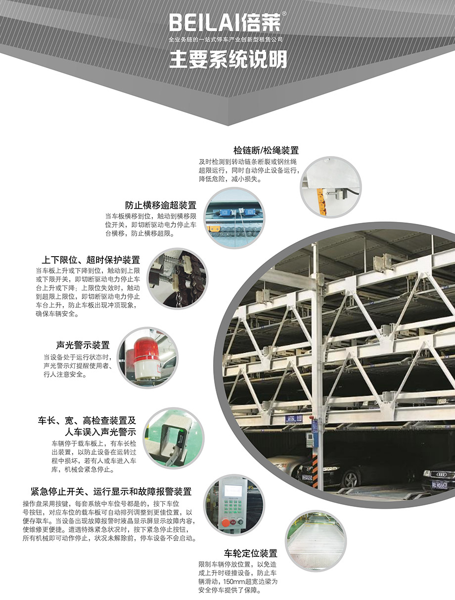 负一正三地坑PSH4D1四层升降横移立体停车设备主要系统说明